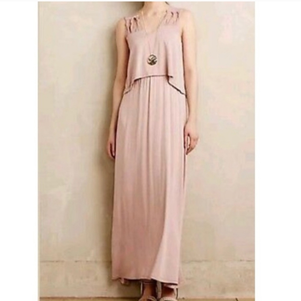 Anthropologie Blush Pink Sleeveless Midi Dress